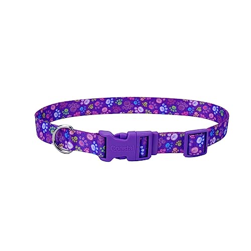 Coastal Pet Styles Adjustable Dog Collar - Stylish Patterned Fabrics - Snap-Lock Buckle - Adjustable Dog Collar - for Small, Medium or Large Dogs - Special Paws - 3/8" x 08"-12" - Image 1