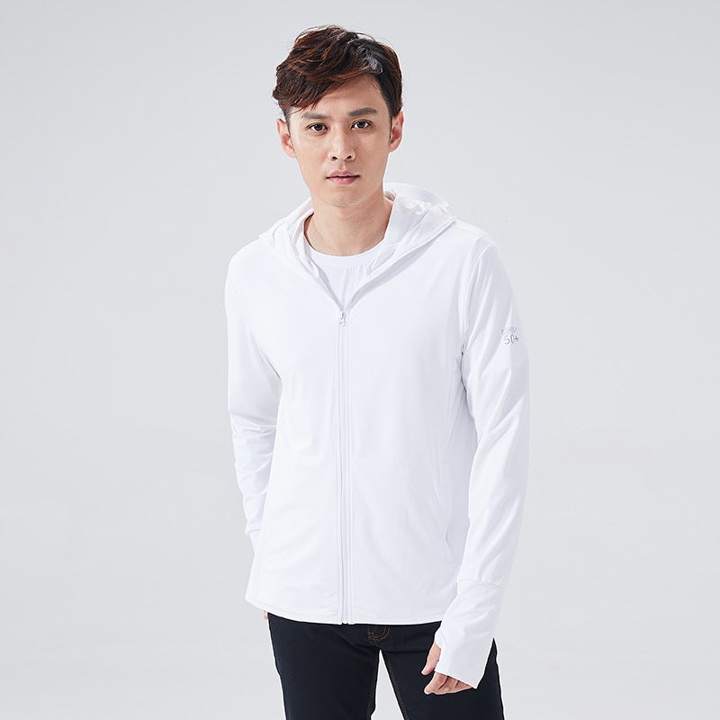 Generic Jiao Xia same style sunscreen clothing womens summer anti-ultraviolet Ice Silk breathable sunscreen clothing riding fishing special coat mens Male-Jade White