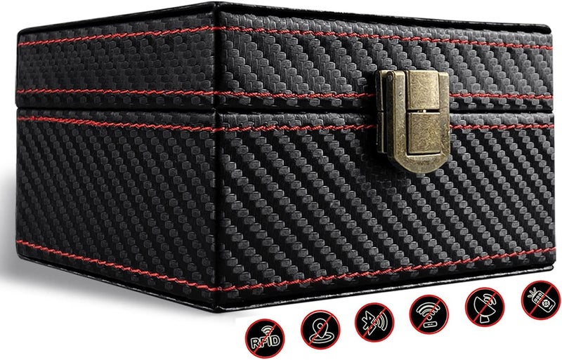 Faraday Box for Car Keys, Key Fob Protector Leather Signal Blocker Box Anti Theft Car Key Box Car Key Signal Blocker RFID Signal Blocker & Anti-Theft Faraday Box - Image 1