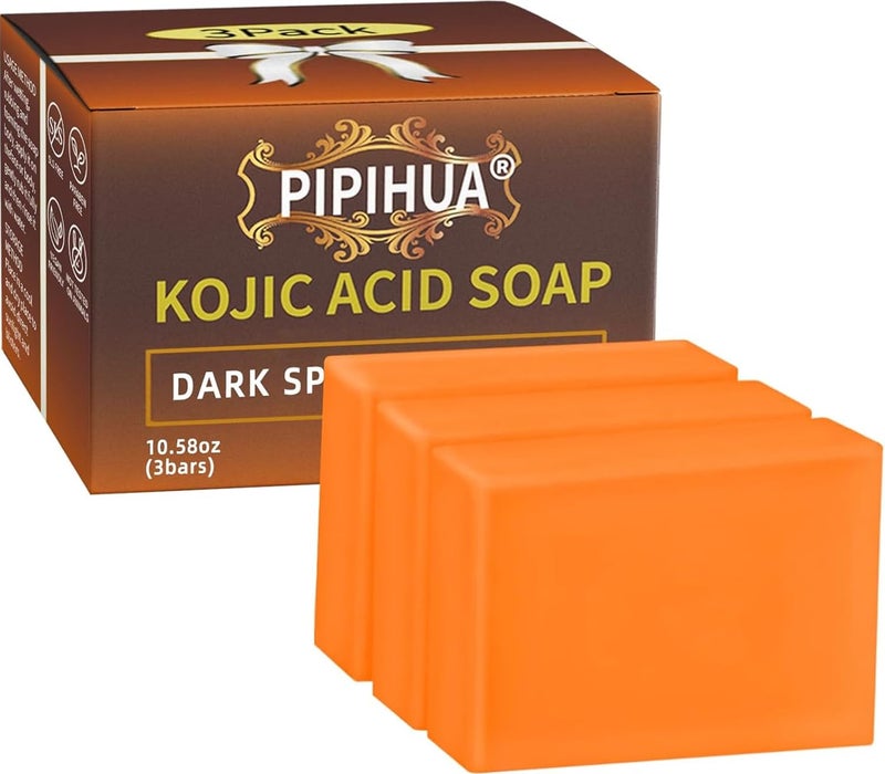 PIPIHUA 3Pack Kojic Acid Soap Soap Bars for Acne with Collagen Turmeric Collagen Hyaluronic Acid 1058oz 3 Bars