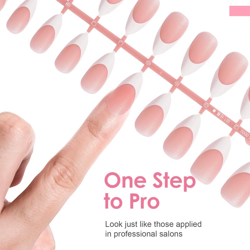 Canvalite French Tip Press on Nails Gel Nail Tips - 300Pcs Pre-Colored Quick and Easy Press on Nails Almond Fake Nails with Designs DIY Nail Extensions Valentines Day Gifts for Her, Pink White - Image 4