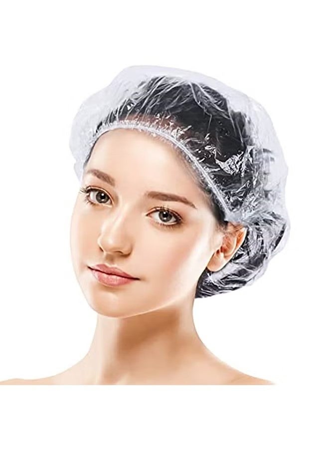 100PCS Disposable Shower Caps, Larger & Thicker Waterproof Elastic Hair Bath Cap, Clear Plastic Hair Caps for Women Men, Spa, Home Use, Hotel and Hair Salon, Beauty - Image 2