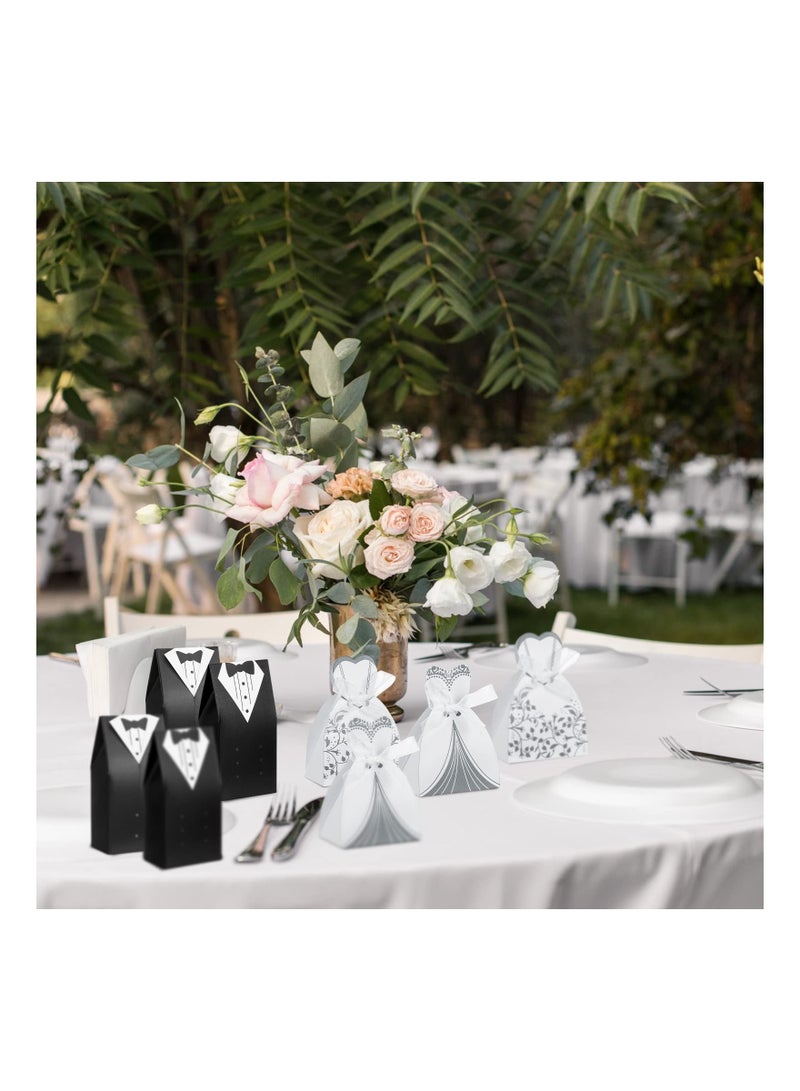 SYOSI Wedding Party Favor Boxes, Dress Tuxedo Candy Chocolate Gift Box, Vintage Wedding Treat Bags, for Birthday Bridal Shower Guests Decoration Party Supplies (Stylish Style)(100 Pcs)(4 Models)  - Image 5