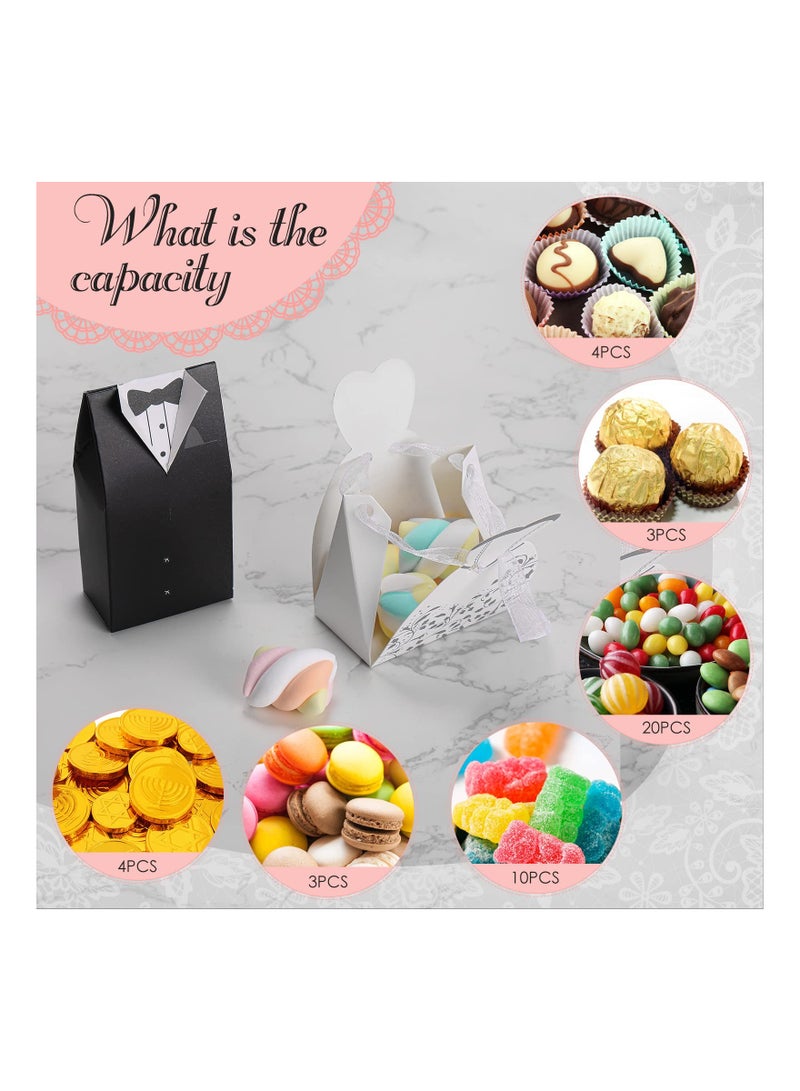 SYOSI Wedding Party Favor Boxes, Dress Tuxedo Candy Chocolate Gift Box, Vintage Wedding Treat Bags, for Birthday Bridal Shower Guests Decoration Party Supplies (Stylish Style)(100 Pcs)(4 Models)  - Image 2