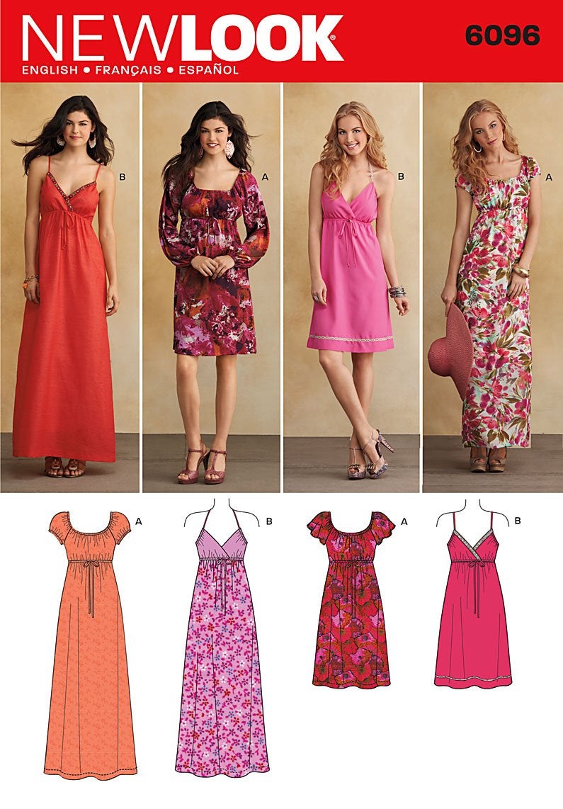 Simplicity New Look Pattern 6096 Misses Dresses with Length and Sleeve Variations Sizes 46810121416