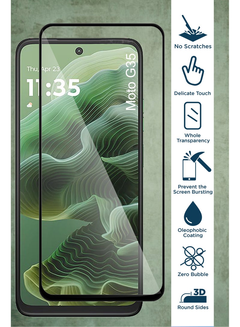 Generic Glass Screen Protector For Motorola Moto G35 -Black  - Image 2