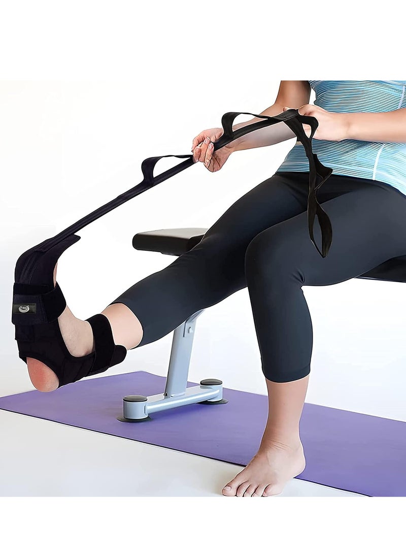 حزام تمديد القدم لليوجا والرباط والكاحل والركبة  للراقصين ومصابي التهاب اللفافة الأخمصية ولتخفيف الألم - لون اسود - Image 1