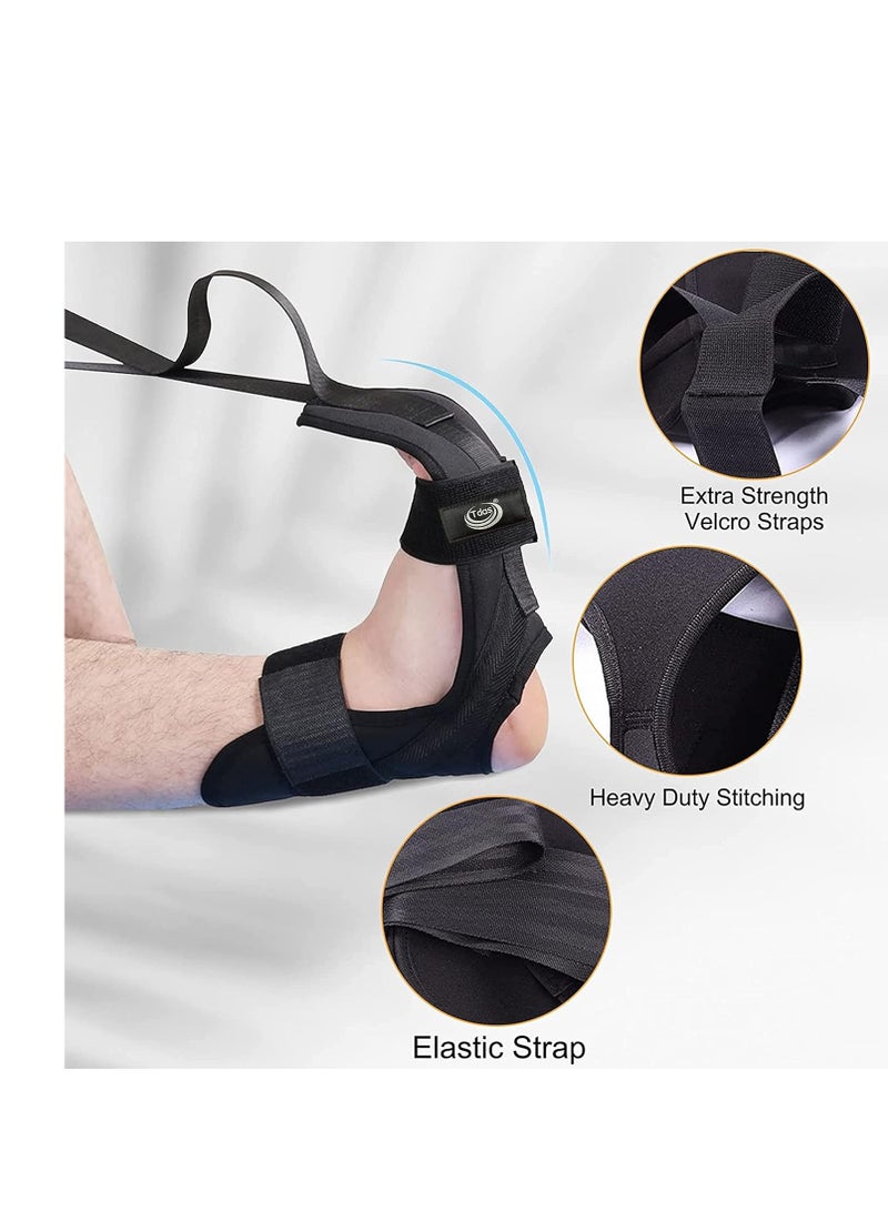 حزام تمديد القدم لليوجا والرباط والكاحل والركبة  للراقصين ومصابي التهاب اللفافة الأخمصية ولتخفيف الألم - لون اسود - Image 3