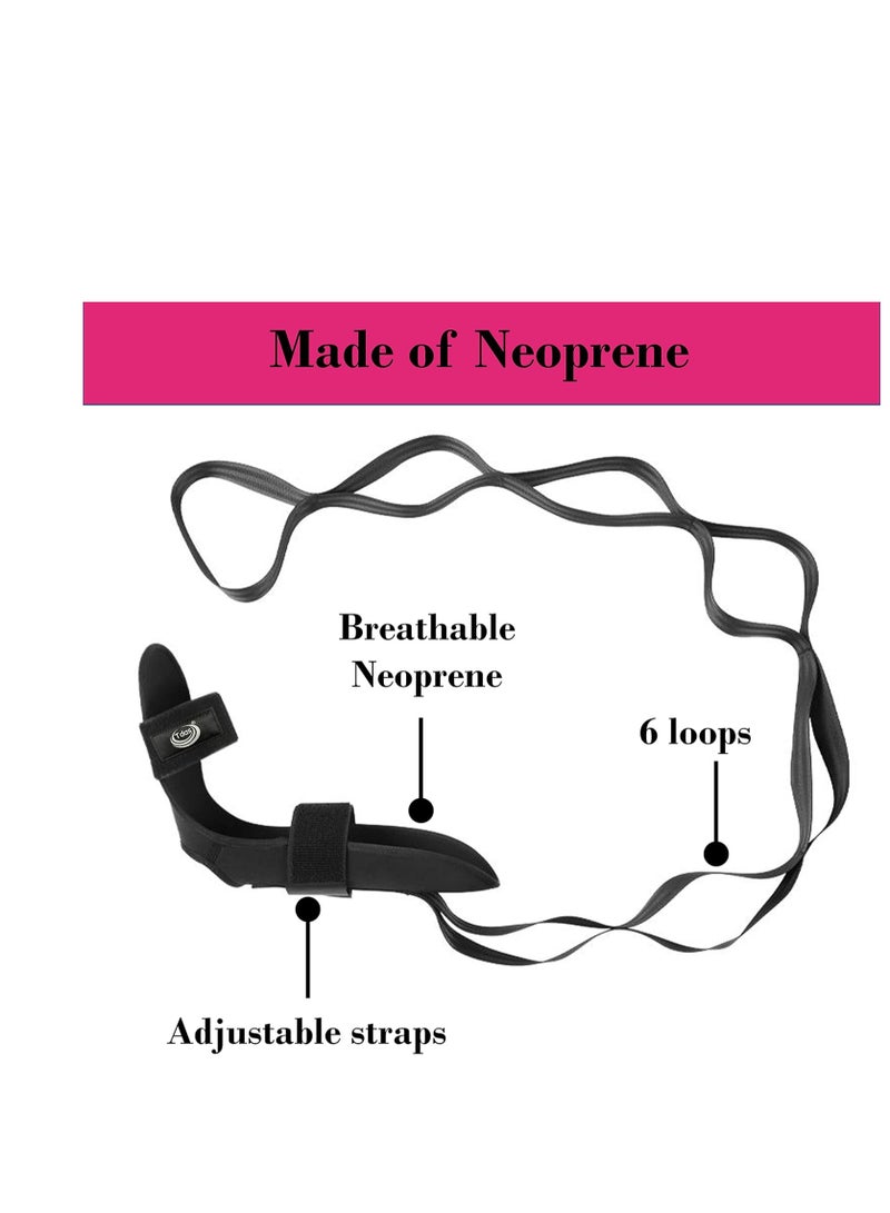 حزام تمديد القدم لليوجا والرباط والكاحل والركبة  للراقصين ومصابي التهاب اللفافة الأخمصية ولتخفيف الألم - لون اسود - Image 2