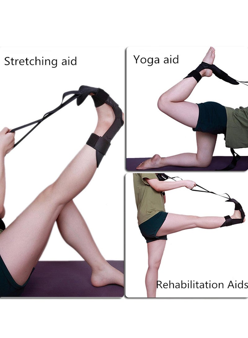 حزام تمديد القدم لليوجا والرباط والكاحل والركبة  للراقصين ومصابي التهاب اللفافة الأخمصية ولتخفيف الألم - لون اسود - Image 4