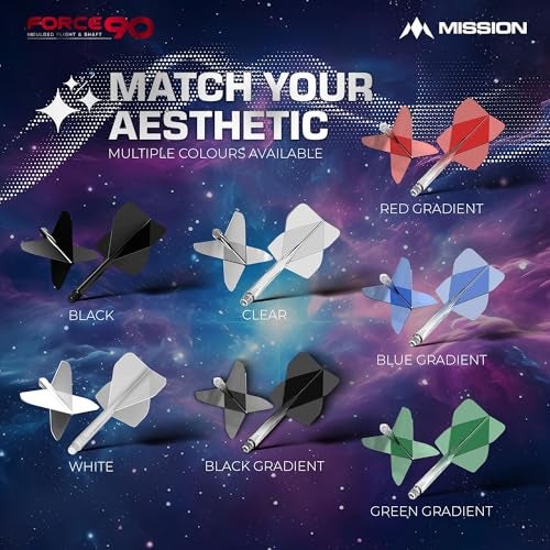 Mission Darts Force 90 | Integrated Precision Moulded Dart Flight And Shaft System, Pack of 3 Professional Durable 2-In-1 Combined Dart Flights And Stems | Standard No.2 (Clear, Medium), Transparent - Image 3