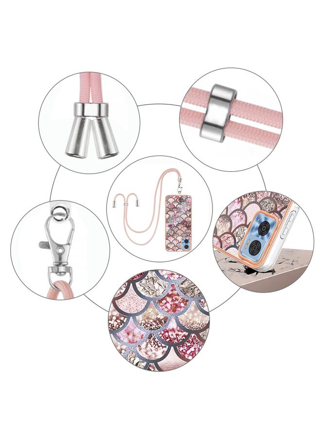 S-TOP Case For Motorola Moto E22/E22i Electroplating IMD TPU Phone Case with Lanyard - Image 4