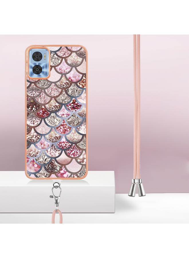 S-TOP Case For Motorola Moto E22/E22i Electroplating IMD TPU Phone Case with Lanyard - Image 5