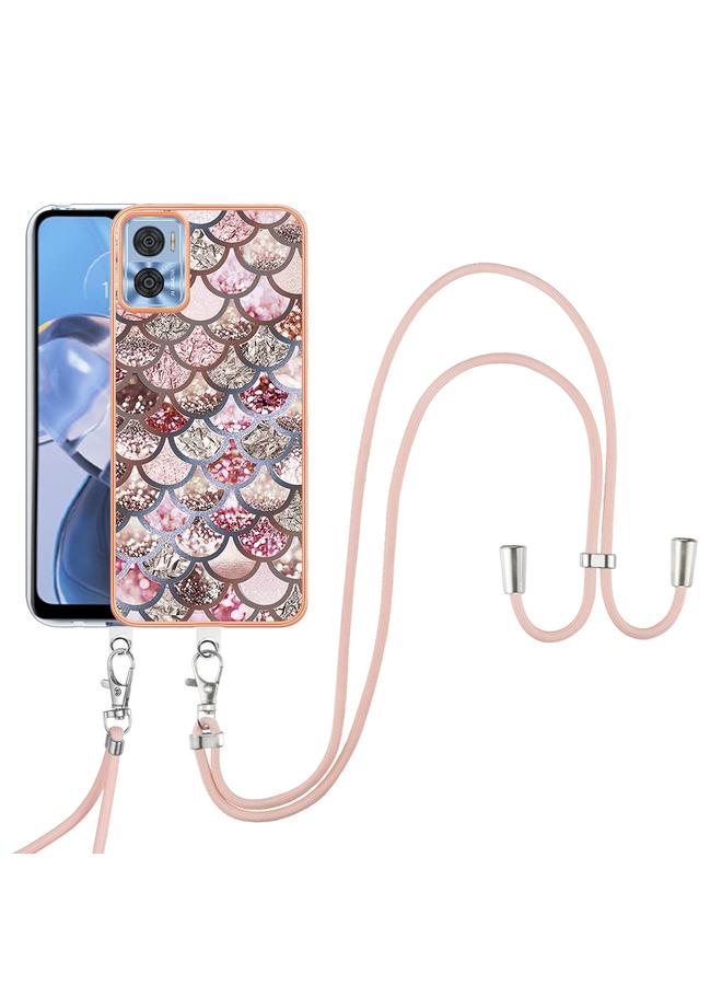 S-TOP Case For Motorola Moto E22/E22i Electroplating IMD TPU Phone Case with Lanyard - Image 3