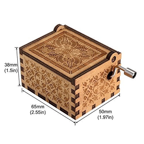 Huntmic Wooden Beauty and The Beast Music Box, Hand Crank Classic Antique Carved Wood Musical Boxes Birthday Gift for Kids Children - Image 4