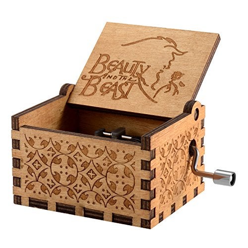 Huntmic Wooden Beauty and The Beast Music Box, Hand Crank Classic Antique Carved Wood Musical Boxes Birthday Gift for Kids Children - Image 2