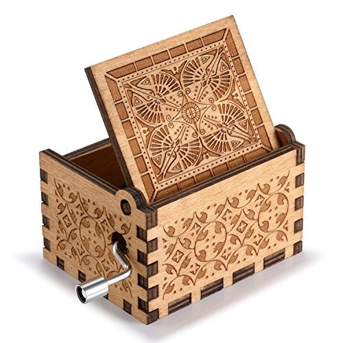 Huntmic Wooden Beauty and The Beast Music Box, Hand Crank Classic Antique Carved Wood Musical Boxes Birthday Gift for Kids Children - Image 3