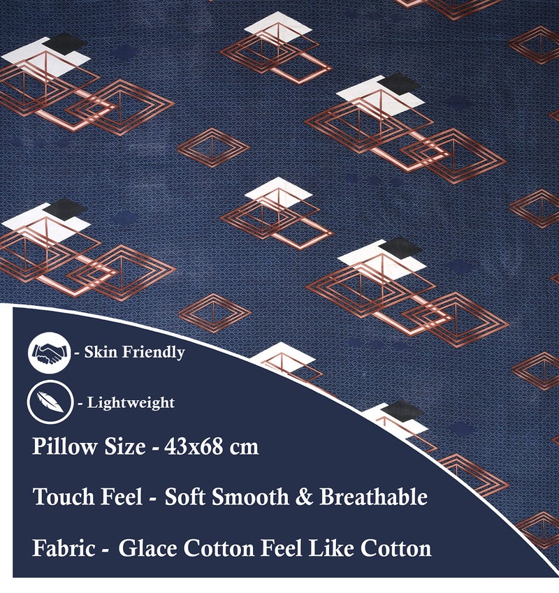 BSB HOME Cotton Pillow Cover/Case Set (2 Pcs) - 18"x28" inches, Blue&Grey - Image 3