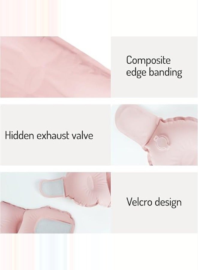 TravelMore 2 Piece Lightweight Inflatable Travel Neck Pillow with Free Storage Case, Pink, Comfortable Portable Neck Support for Flight and Travel - Image 5