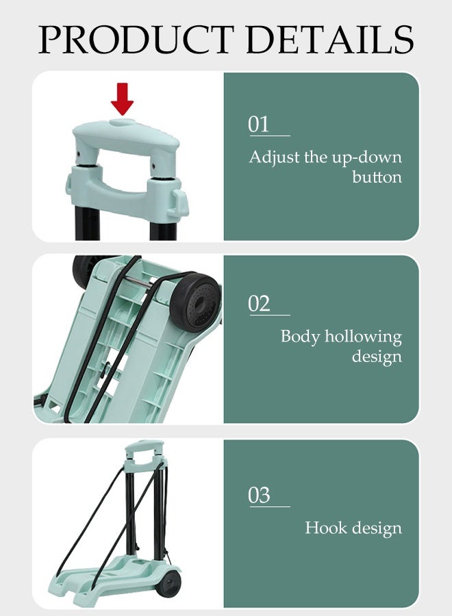 DUNISO Folding Hand Truck,Moving Platform Cart with Wheels，with Telescoping Handle，Strong Load Bearing Capacity, Sturdy and Durable，for Shopping, Moving,and Travel  - Image 3