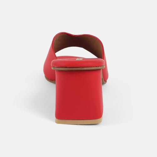 Mochi Women Red Synthetic Embellished Slip-On Block Heel Sandals UK/6 EU/39 (35-2081) - Image 5