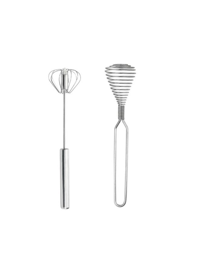 Generic - A Generation Of Stainless Steel Manual Egg Beater Household Semi-automatic Hand-held Milk Foam Spring Mixing Baking Tool-Color:Spring Head Egg Beater - Image 1
