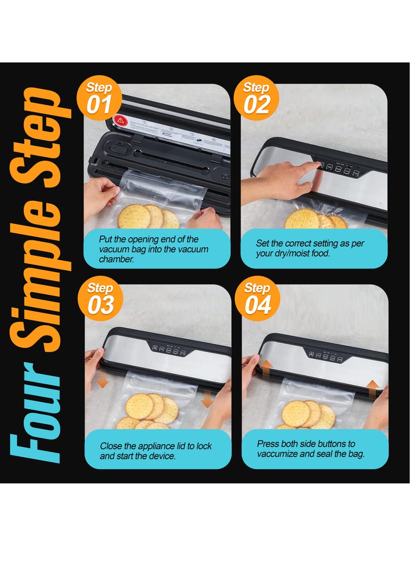 UPSCALE Vacuum Sealer Machine Sous Vide for Dry and Moist Food Storage Packing Machine LED Indicator Lights Compact Design  - Image 5