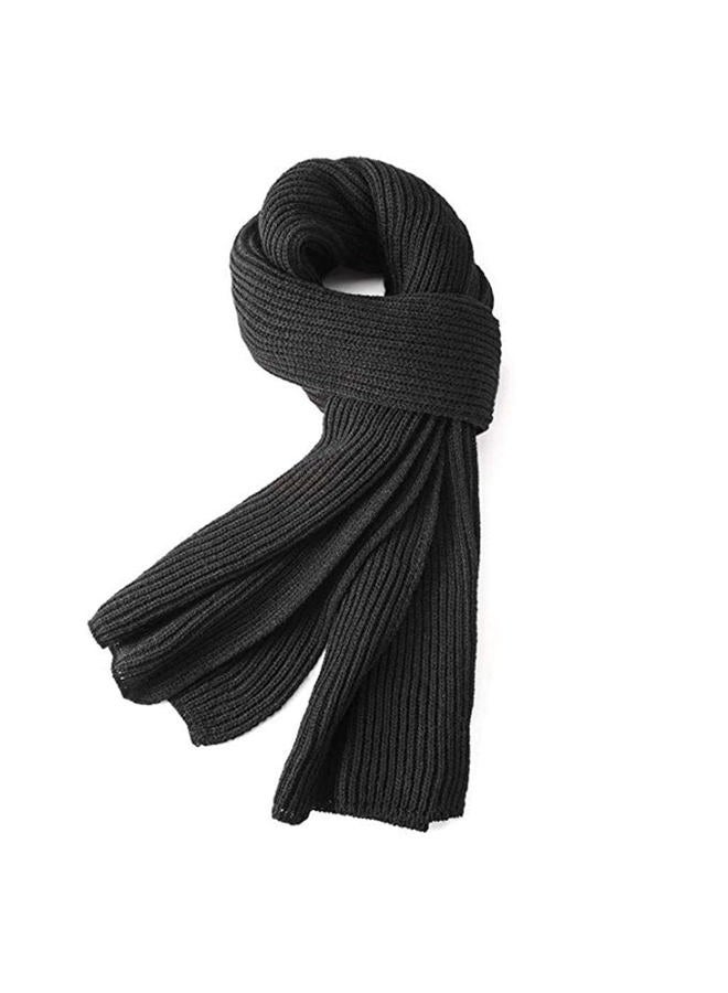 EONPOW Warm Autumn and Winter Scarf, Unisex Pure Color Winter Neck Warm Knitting Yarn Scarf (BLACK) - Image 1