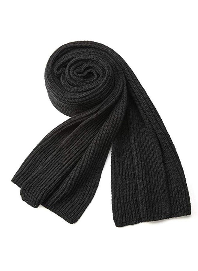 EONPOW Warm Autumn and Winter Scarf, Unisex Pure Color Winter Neck Warm Knitting Yarn Scarf (BLACK) - Image 2