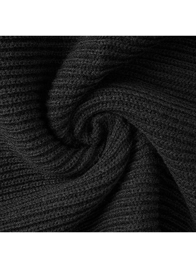 EONPOW Warm Autumn and Winter Scarf, Unisex Pure Color Winter Neck Warm Knitting Yarn Scarf (BLACK) - Image 5