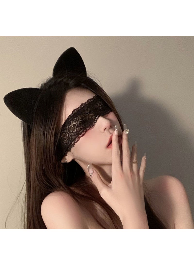 Generic Chic Velvet Cat Ear Headband Cute Hair Accessories Black fg (single) 
