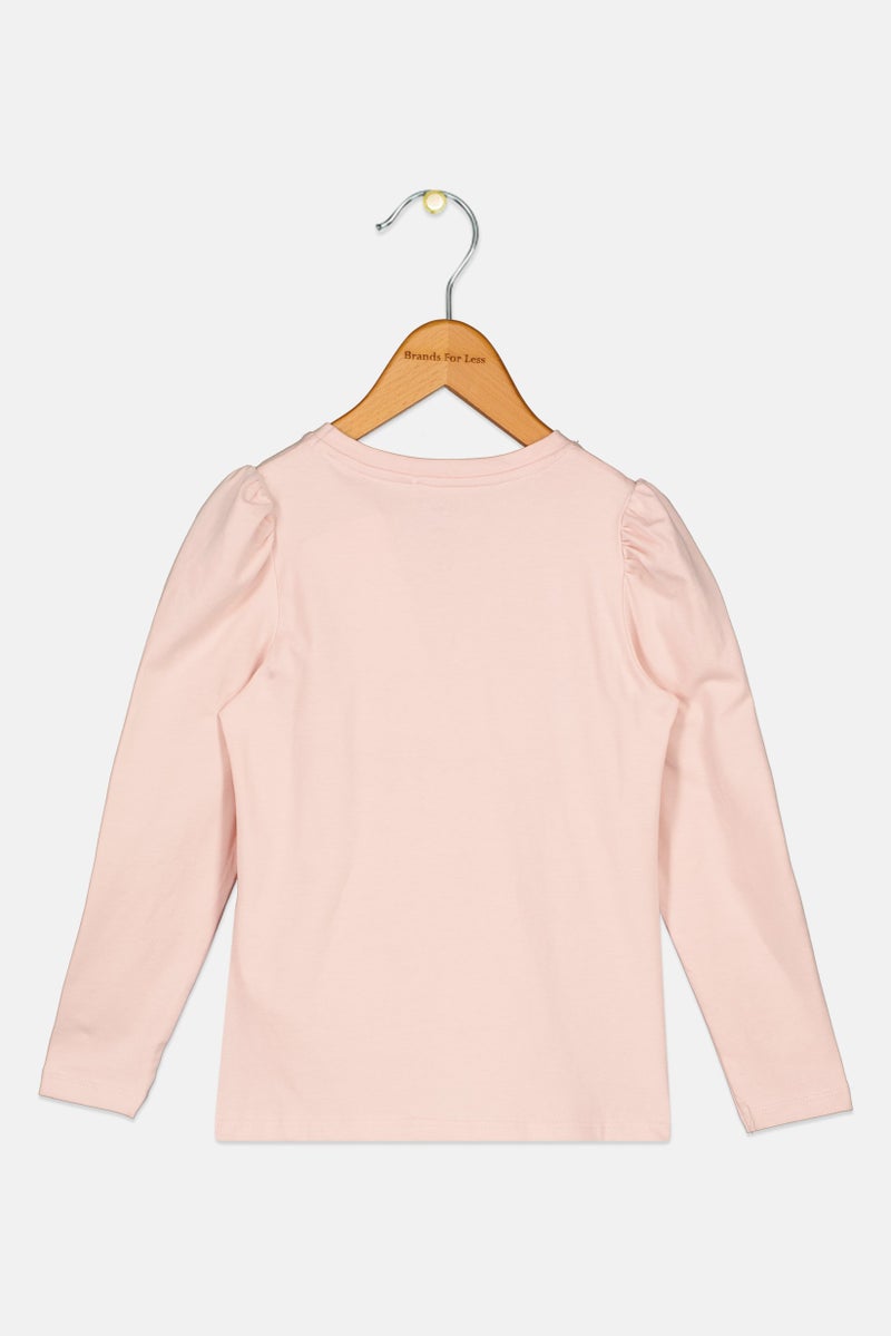 NAME IT تي شيرت طويل الأكمام بنات toddlers بياقة دائرية وطباعة جرافيك، وردي - Image 2