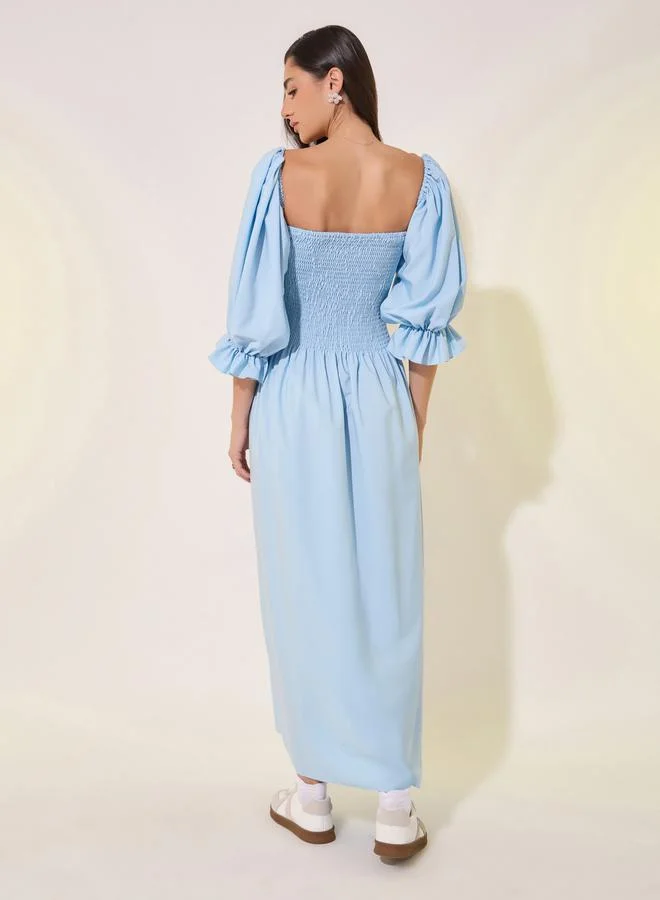 Take Two Smocked Bodice Midi Dress