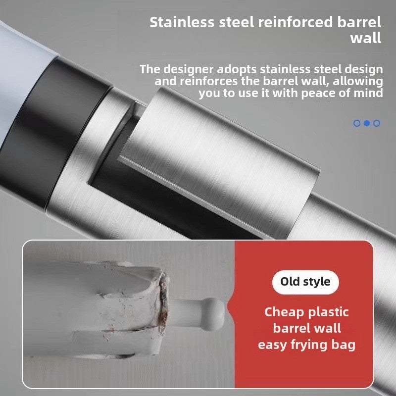 Toilet dredger sewer dredger one shot household toilet toilet kitchen tools high pressure explosion-proof(Gray 304 stainless steel) - Image 3