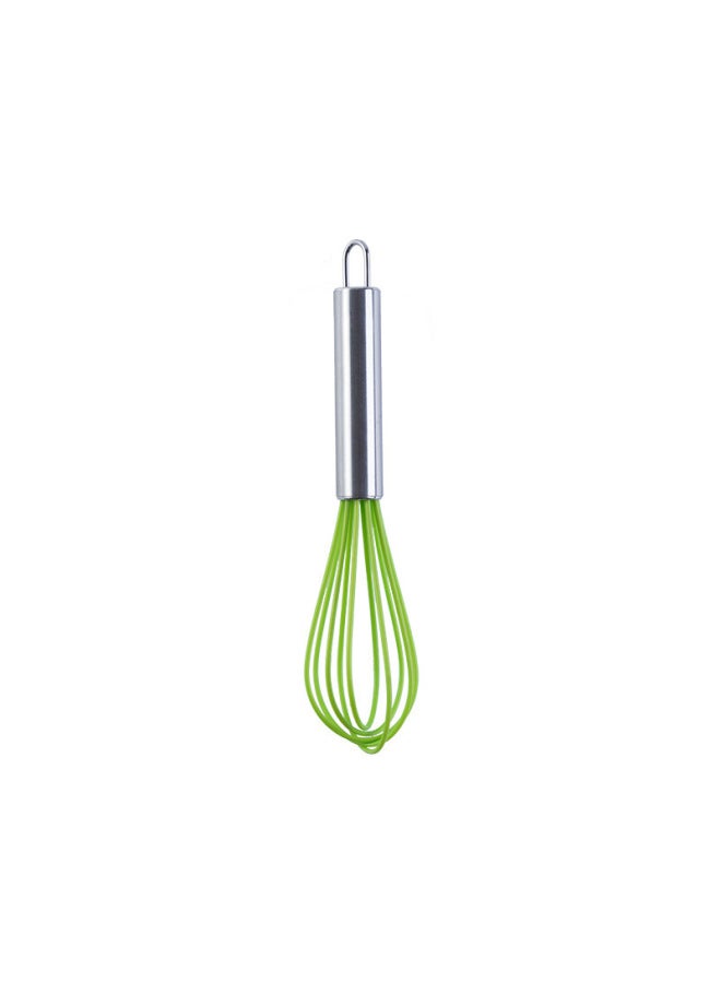 8 Inch 10 Inch 12 Inch Silicone Manual Egg Beater Stainless Steel Handle Egg Mixer Manual Household Egg Beater-Color:8 Inch Green - Image 1