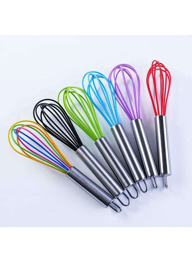 8 Inch 10 Inch 12 Inch Silicone Manual Egg Beater Stainless Steel Handle Egg Mixer Manual Household Egg Beater-Color:8 Inch Green - Image 2