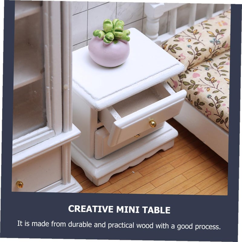 Miniature Wooden Bedside Table Model Dollhouse Bedroom Decor Lightweight Nightstand - Image 5