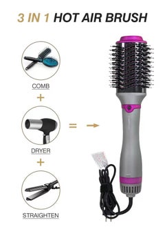 KinseiBeauty Multifunction Hot Air Brush Styling Comb Hair Dryer 3 Speeds Temp Hot Air Styler Grey  - Image 2