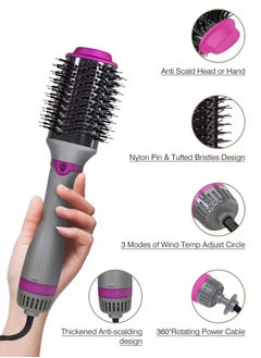 KinseiBeauty Multifunction Hot Air Brush Styling Comb Hair Dryer 3 Speeds Temp Hot Air Styler Grey  - Image 4