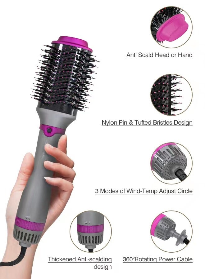 KinseiBeauty Multifunction Hot Air Brush Styling Comb Hair Dryer 3 Speeds Temp Hot Air Styler Grey  - Image 4