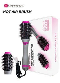 KinseiBeauty Multifunction Hot Air Brush Styling Comb Hair Dryer 3 Speeds Temp Hot Air Styler Grey  - Image 1