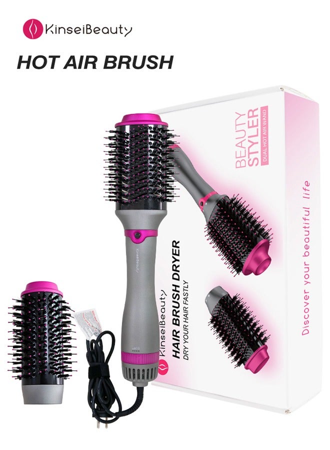 KinseiBeauty Multifunction Hot Air Brush Styling Comb Hair Dryer 3 Speeds Temp Hot Air Styler Grey  - Image 1