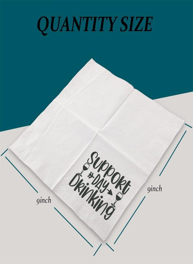 VOWFOO Funny Sarcasm Quotes Cocktail Napkins Party Beverage Bar Napkins Disposable Paper Novelty Humorous Quirky Gag Gift 100Pcs 4.5 x 4.5 2-ply (Support Day Drinking) - Image 4