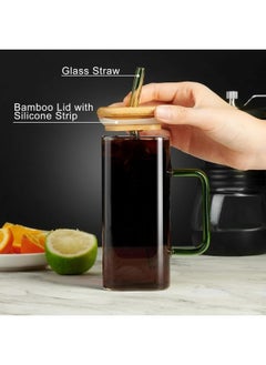 Happy Home Glass Coffee Mugs with Lids and Straw 400ml Drinking Glasses Tumbler for Juice Smoothies Cocktail Home Travel Sipper Cup (Multicolor)(Pack of 1)  - Image 4