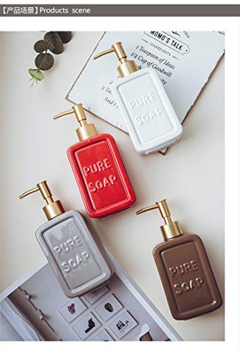 Mozacona Red Ceramics Retro Soap Dispenser Soap Bottle Lotion Bottle with Pump - Image 3