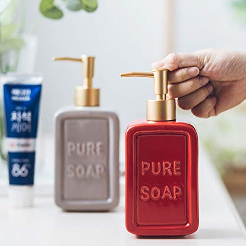 Mozacona Red Ceramics Retro Soap Dispenser Soap Bottle Lotion Bottle with Pump - Image 4