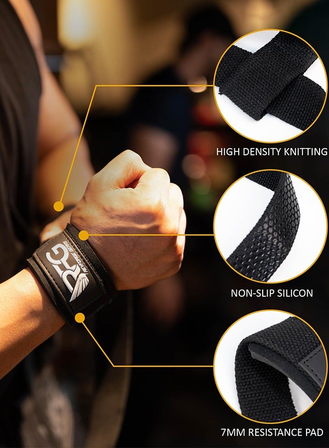LJRN Non-Slip Lifting Straps, Gym Straps for Weight Lifting, Powerlifting, Bodybuilding & Fitness, Adjustable Wrist Support Straps for Men & Women - Strength Training Gym Accessories - Image 2