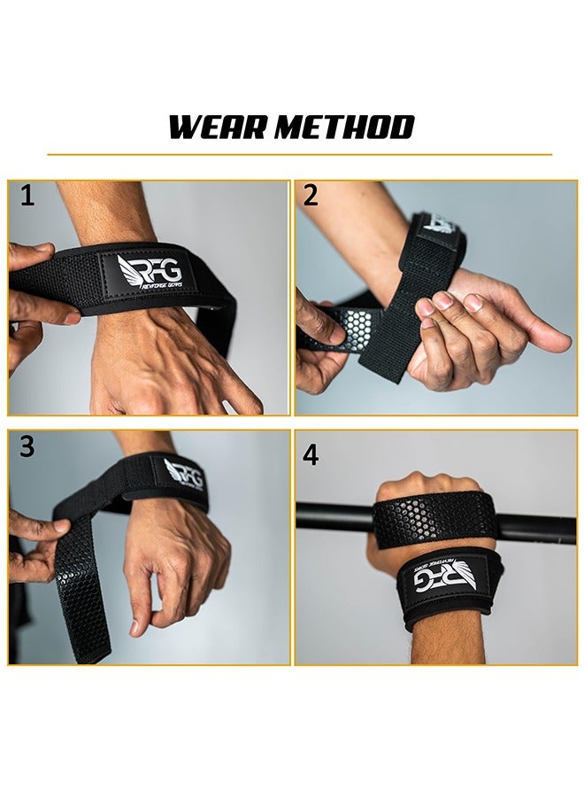 LJRN Non-Slip Lifting Straps, Gym Straps for Weight Lifting, Powerlifting, Bodybuilding & Fitness, Adjustable Wrist Support Straps for Men & Women - Strength Training Gym Accessories - Image 3