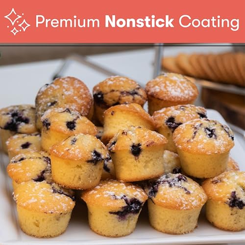 Cooking Light Mini Muffin Pan Carbon Steel Quick Release Coating, Non-Stick Bakeware, Heavy Duty Performance, 24-Cup, Gray - Image 3