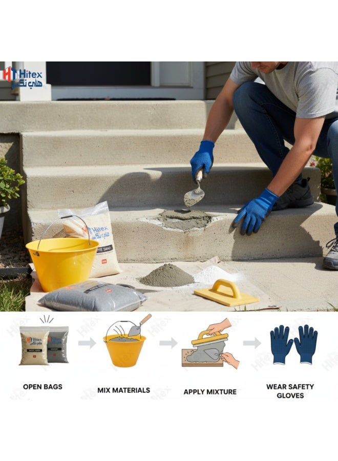 HITEX Sand & Cement DIY Kit – Includes Cement, Natural Sand, PVC Plastic Bucket, Gurmala, Karandi & Safety Hand Gloves – Perfect for Home Repairs, Construction, Masonry & DIY Projects - 3 Kg - Image 5